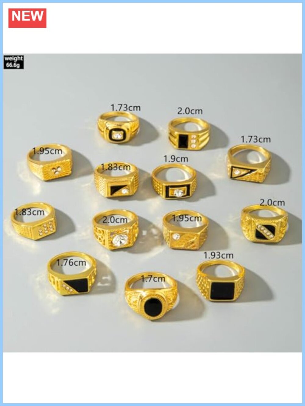 13pc Chunky Stackable Rings Set Rhinestone Enamel Signet Statement Jewelry - Picture 2 of 5